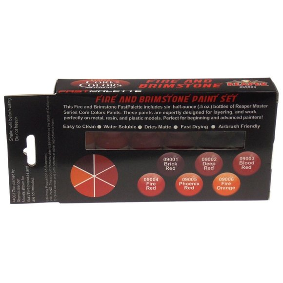 Reaper Fire and Brimstone Paint Fast Palette Brick Phoenix Deep Blood Red Orange - Picture 2 of 2